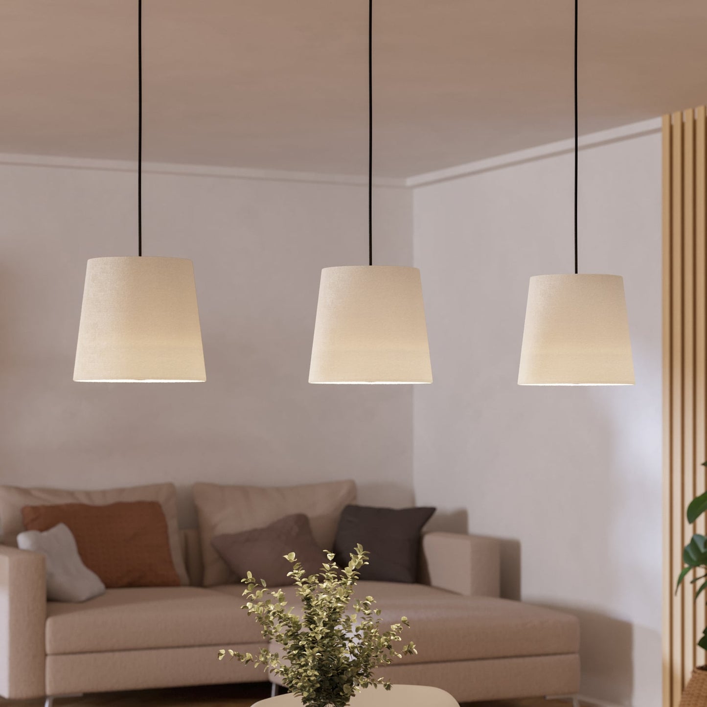 Febres pendant light, black/white, 3-bulb.