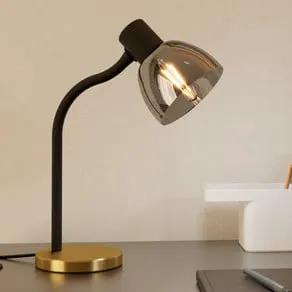 Macere table lamp, brass/black, height 34 cm, steel