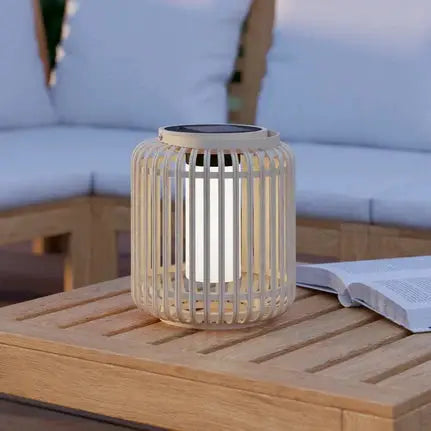 Marliano LED lantern, height 24 cm, light wood, wood