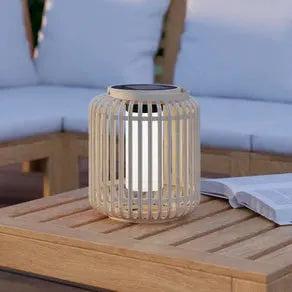 Marliano LED lantern, height 24 cm, light wood, wood
