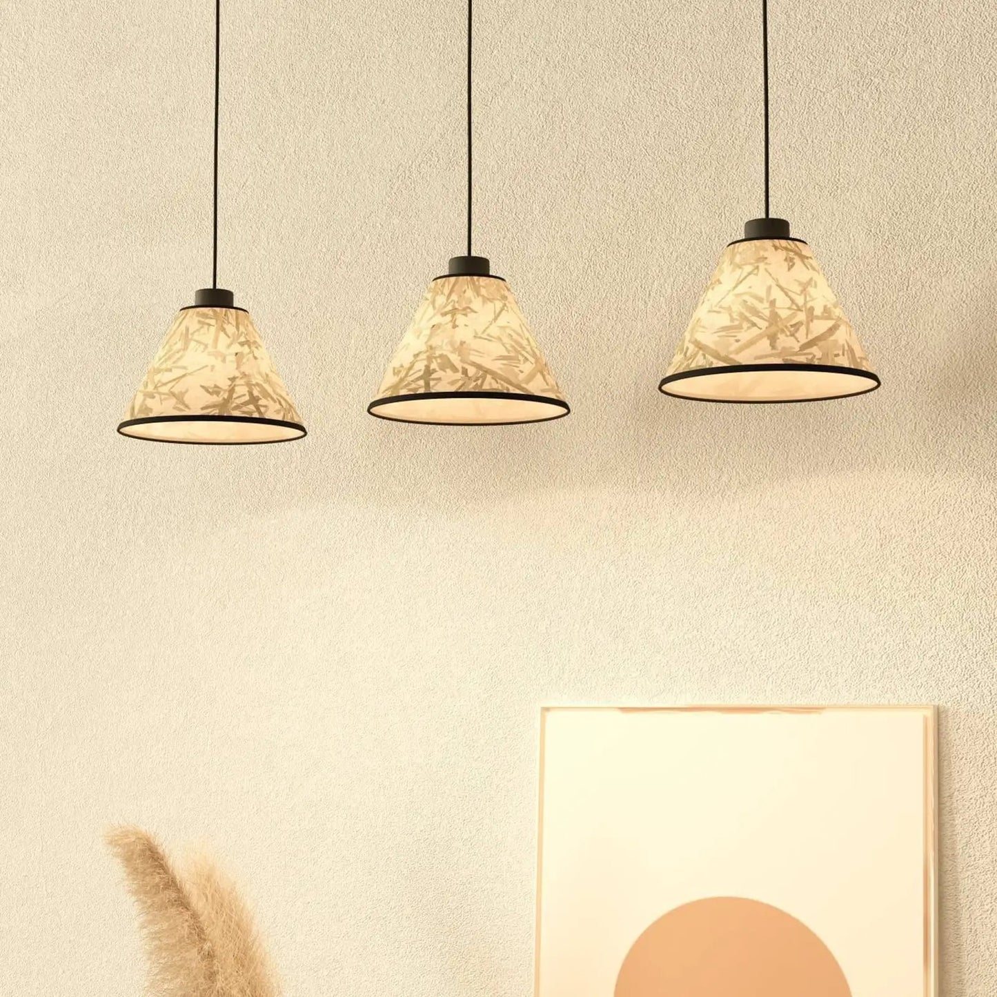 Oxpark pendant light, length 92 cm, green/white/black, 3-bulb.
