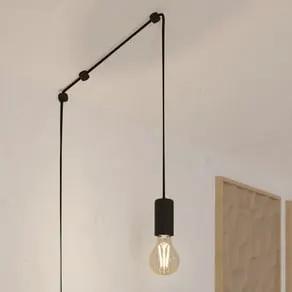 Pinetina pendant light, 40 cm projection, black, plug