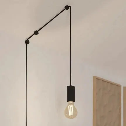 Pinetina pendant light, 40 cm projection, black, plug