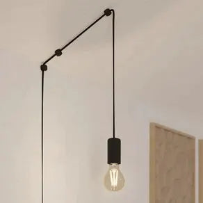 Pinetina pendant light, 40 cm projection, black, plug