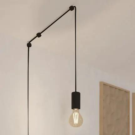 Pinetina pendant light, 40 cm projection, black, plug