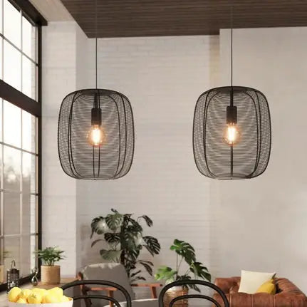 Rinroe pendant light, length 90 cm, black, 2-bulb, steel