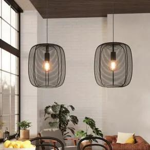 Rinroe pendant light, length 90 cm, black, 2-bulb, steel