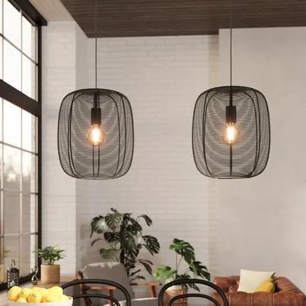 Rinroe pendant light, length 90 cm, black, 2-bulb, steel