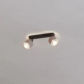 Rosley downlight, length 31 cm, black/natural, 2-bulb.