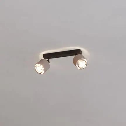 Rosley downlight, length 31 cm, black/natural, 2-bulb.