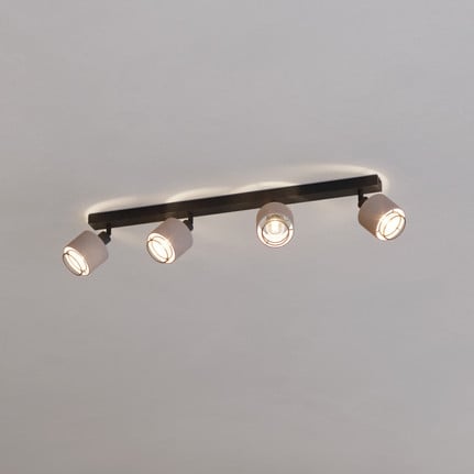 Rosley downlight, length 75 cm, black/natural, 4-bulb,