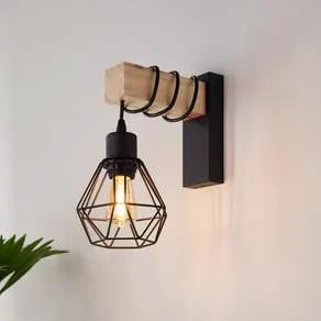 Townshend wall light, width 14 cm, black/oak