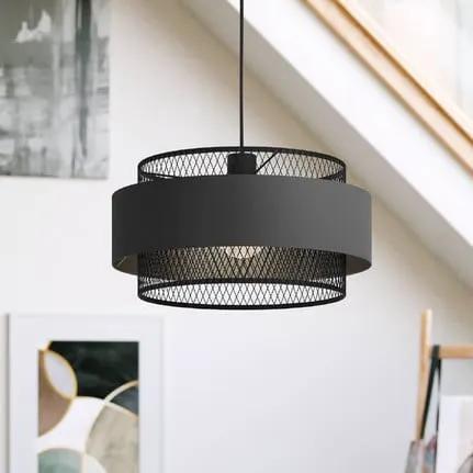 Bazely pendant light, Ø 40 cm, black, fabric
