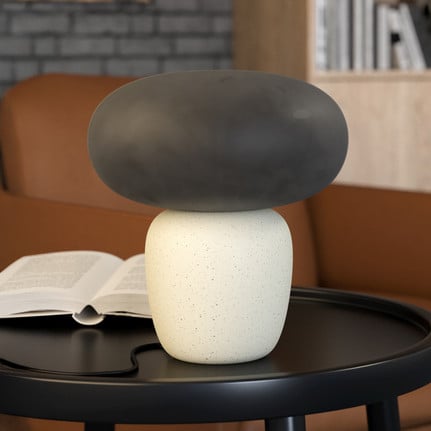 Cahuama table lamp, black/white, ceramic