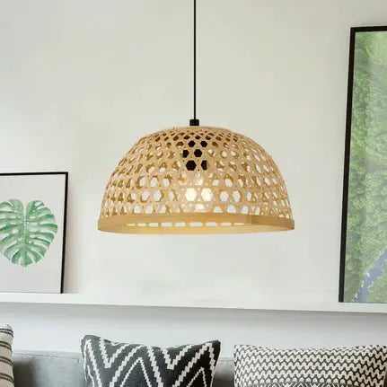 Claverdon pendant light, Ø 37 cm, black/natural, wood