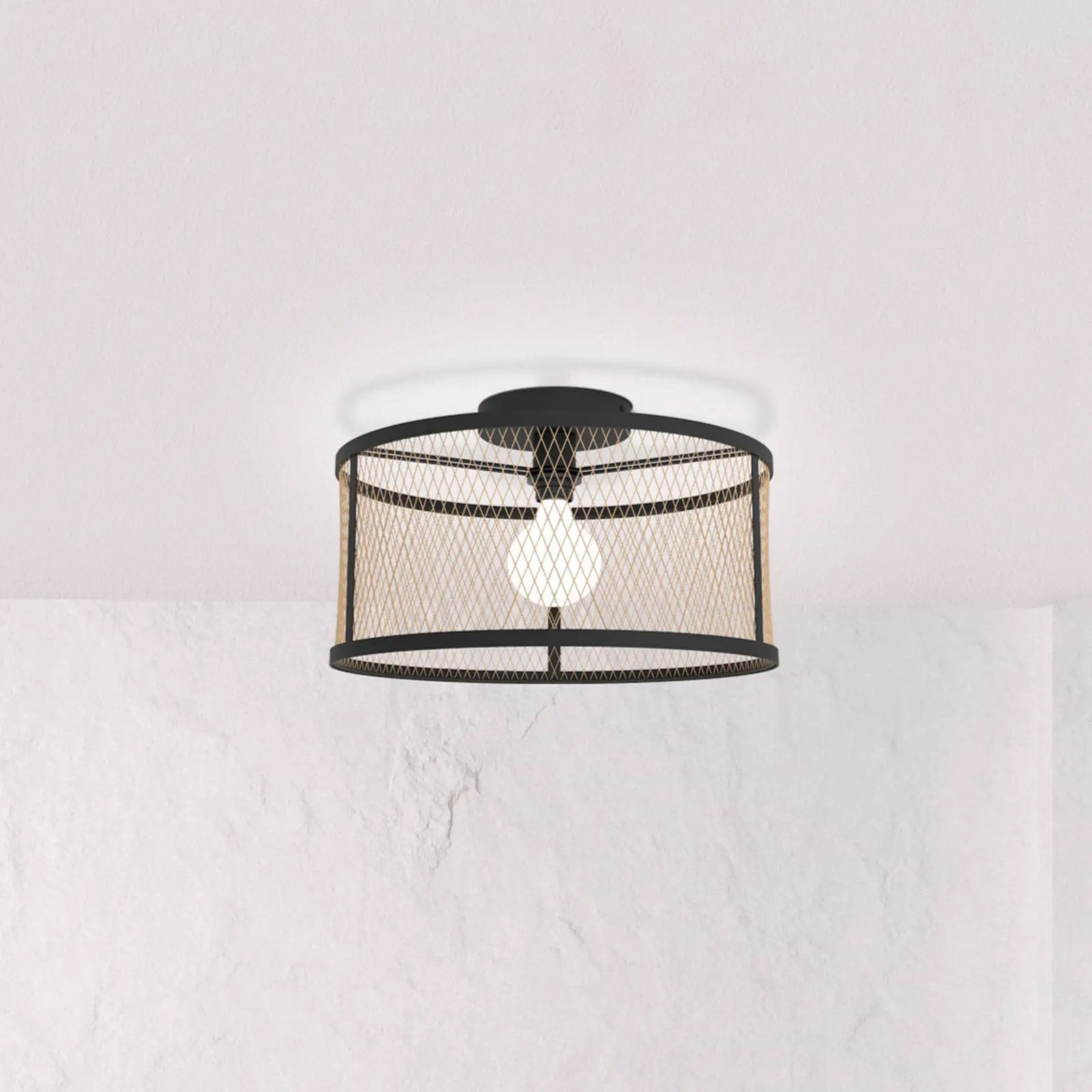 Dellow ceiling lamp, Ø 45 cm, black/brass-coloured, steel