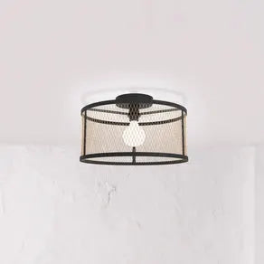 Dellow ceiling lamp, Ø 45 cm, black/brass-coloured, steel