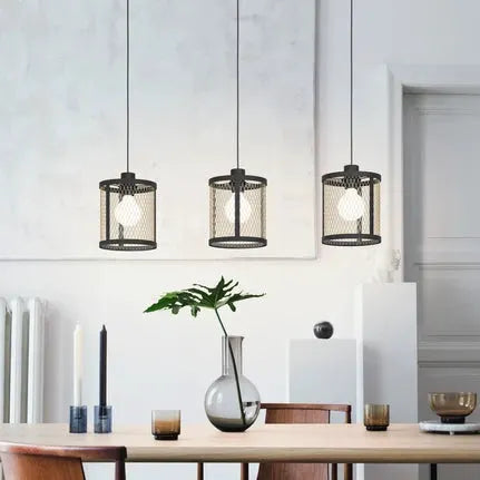 Hanging light Dellow, length 88 cm, black/brass-coloured, 3-bulb