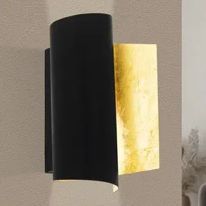 Falicetto wall light, black/gold-coloured