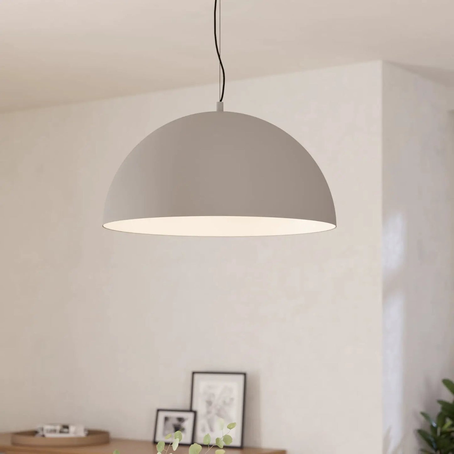 Gaetano 1 pendant light, Ø 53 cm, grey/white, steel
