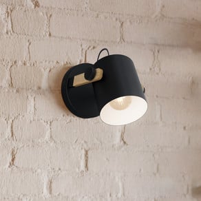 Hornwood wall light, Ø 17 cm, black/brown, steel