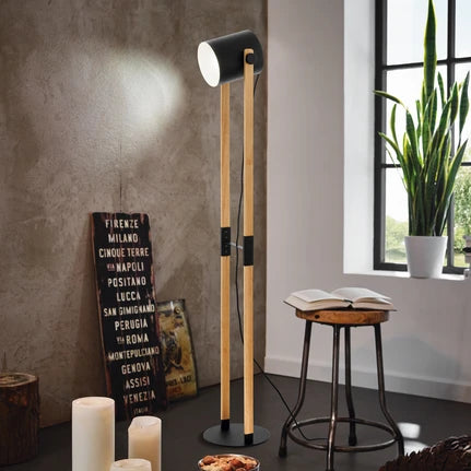 Hornwood floor lamp, height 140 cm, black/brown, steel