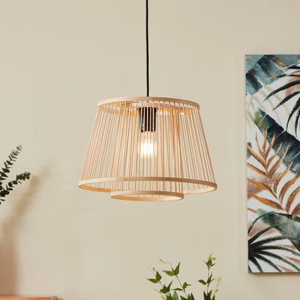 Hykeham pendant light, Ø 38 cm, natural, bamboo