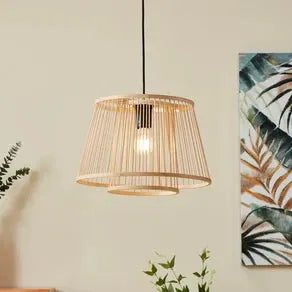 Hykeham pendant light, Ø 38 cm, natural, bamboo