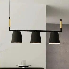 Lacey pendant light, length 78 cm, black, 3-bulb, steel