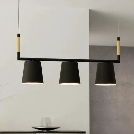 Lacey pendant light, length 78 cm, black, 3-bulb, steel