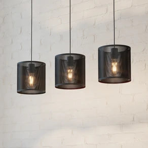 Manby pendant light, length 90 cm, black, 3-bulb, steel