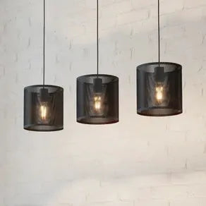 Manby pendant light, length 90 cm, black, 3-bulb, steel