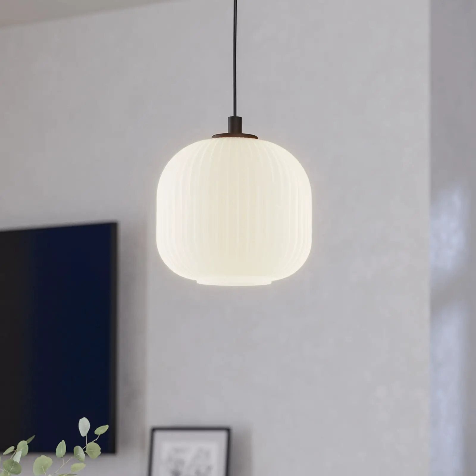 Mantunalle pendant light, Ø 20 cm, black/white, glass