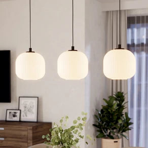 Mantunalle pendant light, length 120 cm, black/white, 3-bulb.