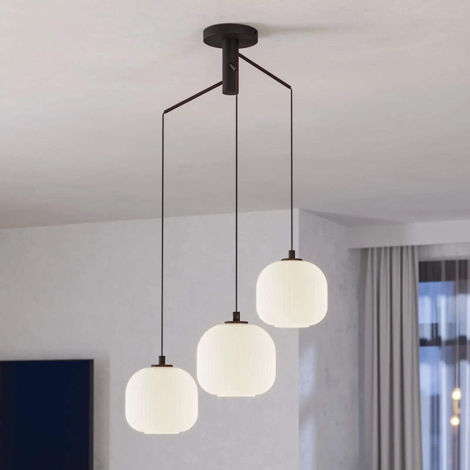 Mantunalle pendant light, Ø 62 cm, black/white, 3-bulb.
