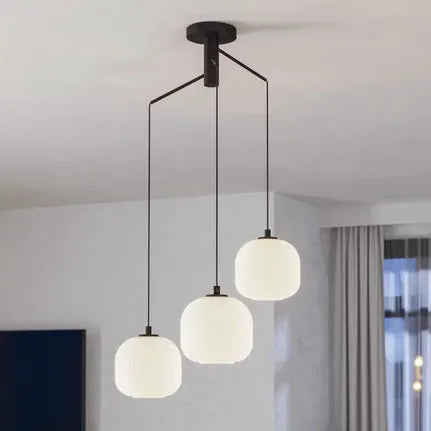 Mantunalle pendant light, Ø 62 cm, black/white, 3-bulb.