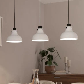 Matlock pendant light, length 90 cm, grey/black, 3-bulb.
