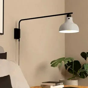 Matlock wall light, 80 cm projection, grey/black