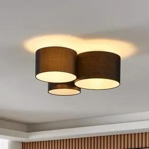 Ceiling lamp Pastore 2, length 61 cm, black, 3-bulb, fabric