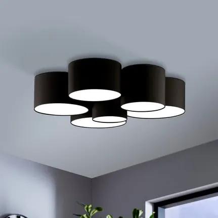 Pastore 2 ceiling light, Ø 99 cm, black, 6-bulb, fabric