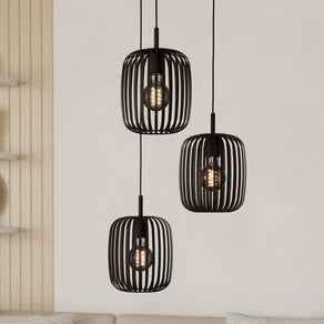 Romazzina pendant light, Ø 46 cm, black, 3-bulb, steel