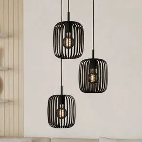 Romazzina pendant light, Ø 46 cm, black, 3-bulb, steel