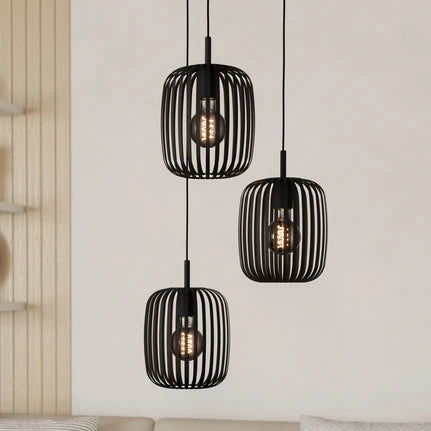 Romazzina pendant light, Ø 46 cm, black, 3-bulb, steel