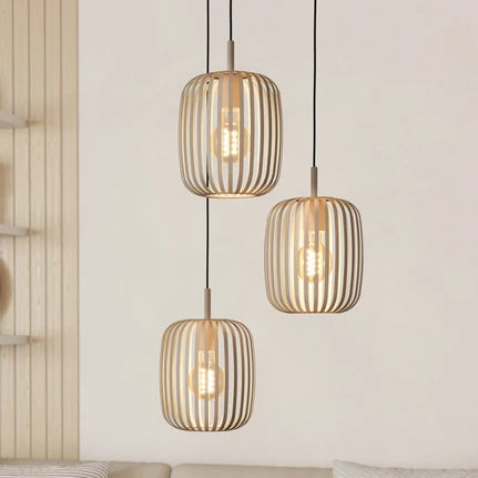 Romazzina pendant light, Ø 46 cm, sand-coloured, 3-bulb, steel