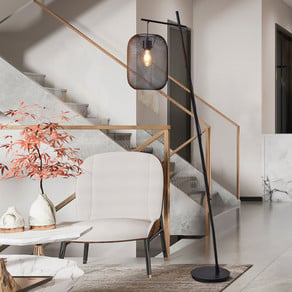 Wrington floor lamp, height 194 cm, black, steel