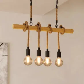 Youngstown pendant light, length 70 cm, black/brown, 4-bulb.