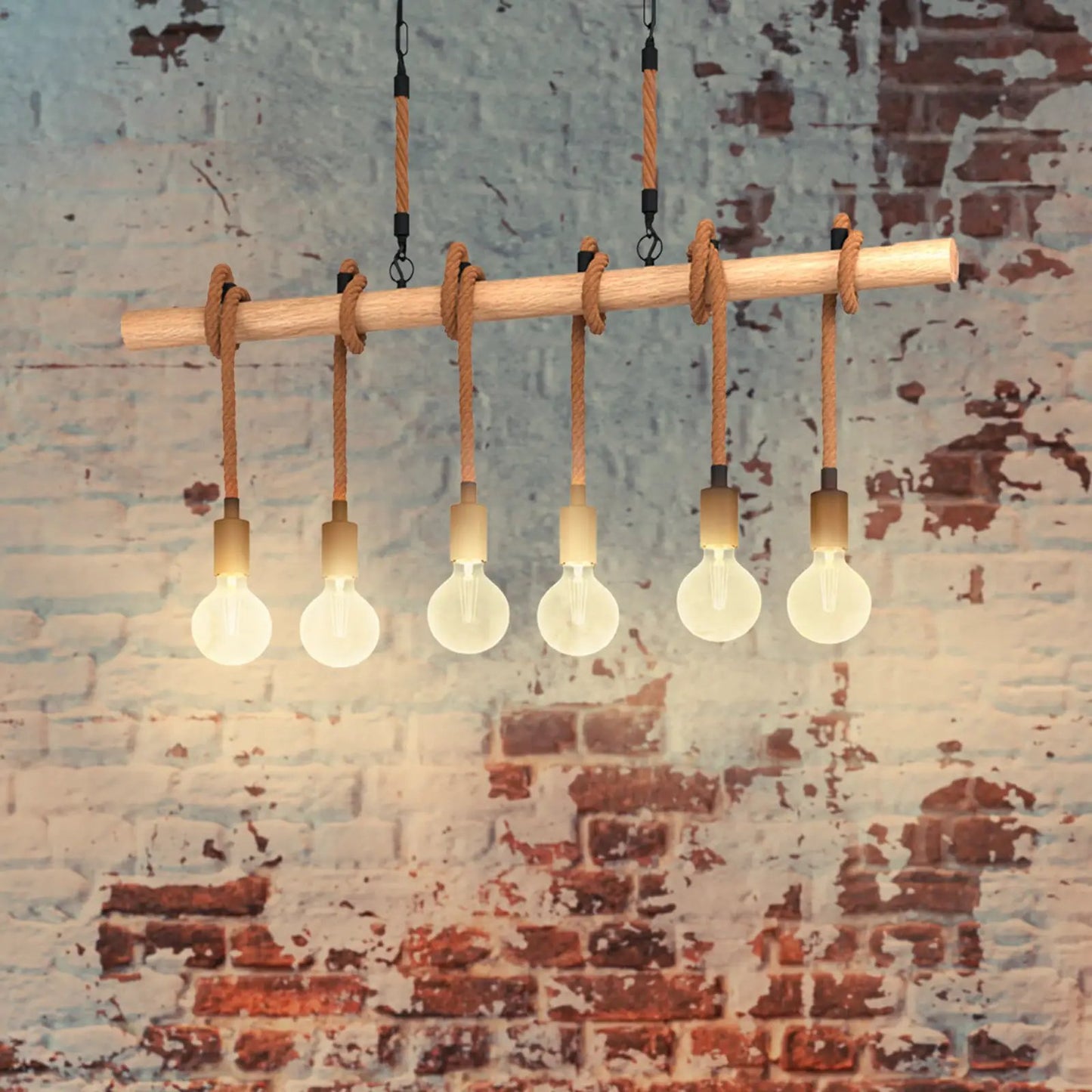Youngstown pendant light, length 100 cm, black/brown, 6-bulb.