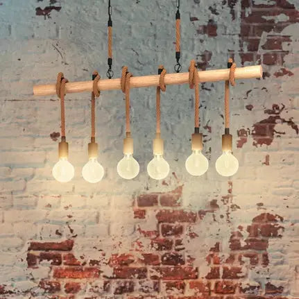 Youngstown pendant light, length 100 cm, black/brown, 6-bulb.
