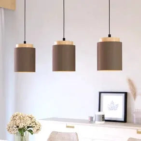Albariza textile hanging light, cappuccino-coloured, fabric, 3-bulb.