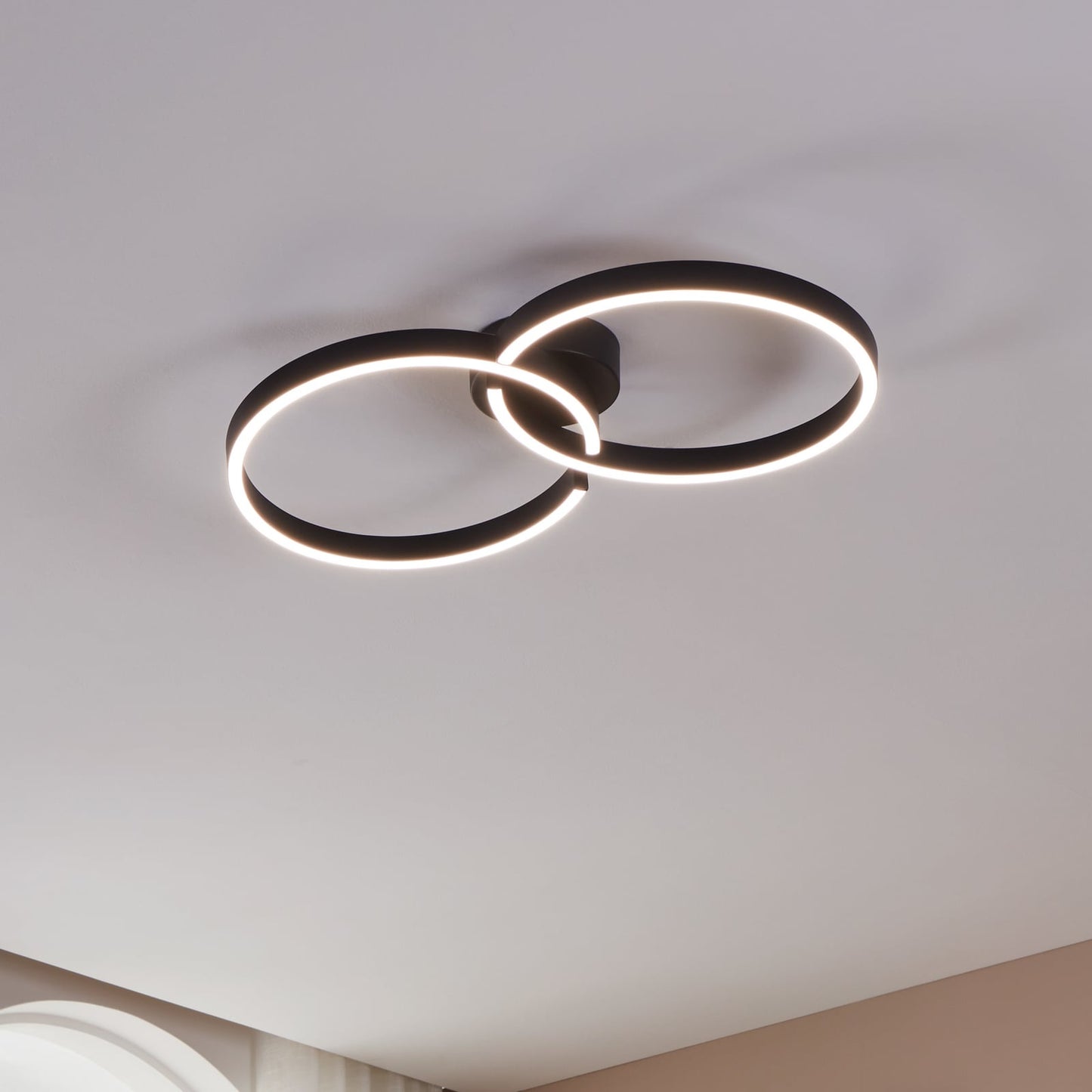 Armandolo LED ceiling lamp, black, length 67 cm, CCT, RGB